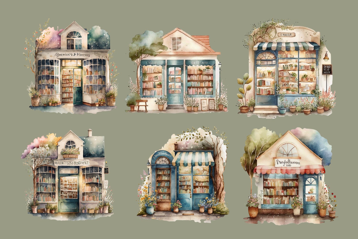 Bookshop Clipart for Commercial Use Graphics Bundle Png - Etsy