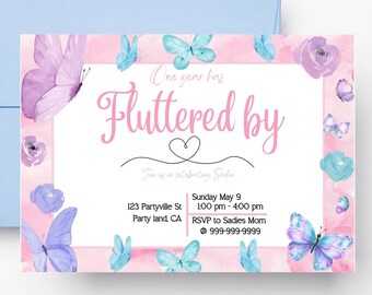 Fluttered by butterfly Digital Birthday Party Package