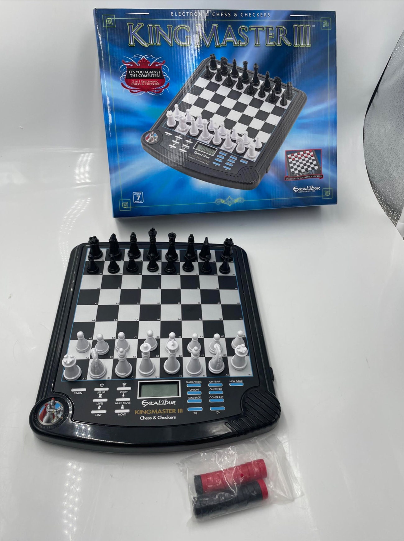 EXCALIBUR King Master III Electronic Chess Game 2 in 1 Chess Checkers Board Only 