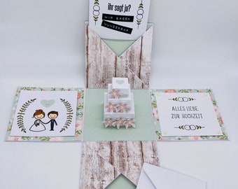 Geschenkbox / Explosionsbox zur Hochzeit, Geburtstag, Geldgeschenk (Hochzeitstorte)