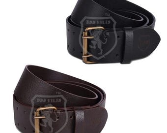 2.5” Wide Kilt Belt | Full Grain Leather Kilt Belt | Double Prong Buckle | Heavy Duty Utility Belt | Black & Brown | Sizes 30–72