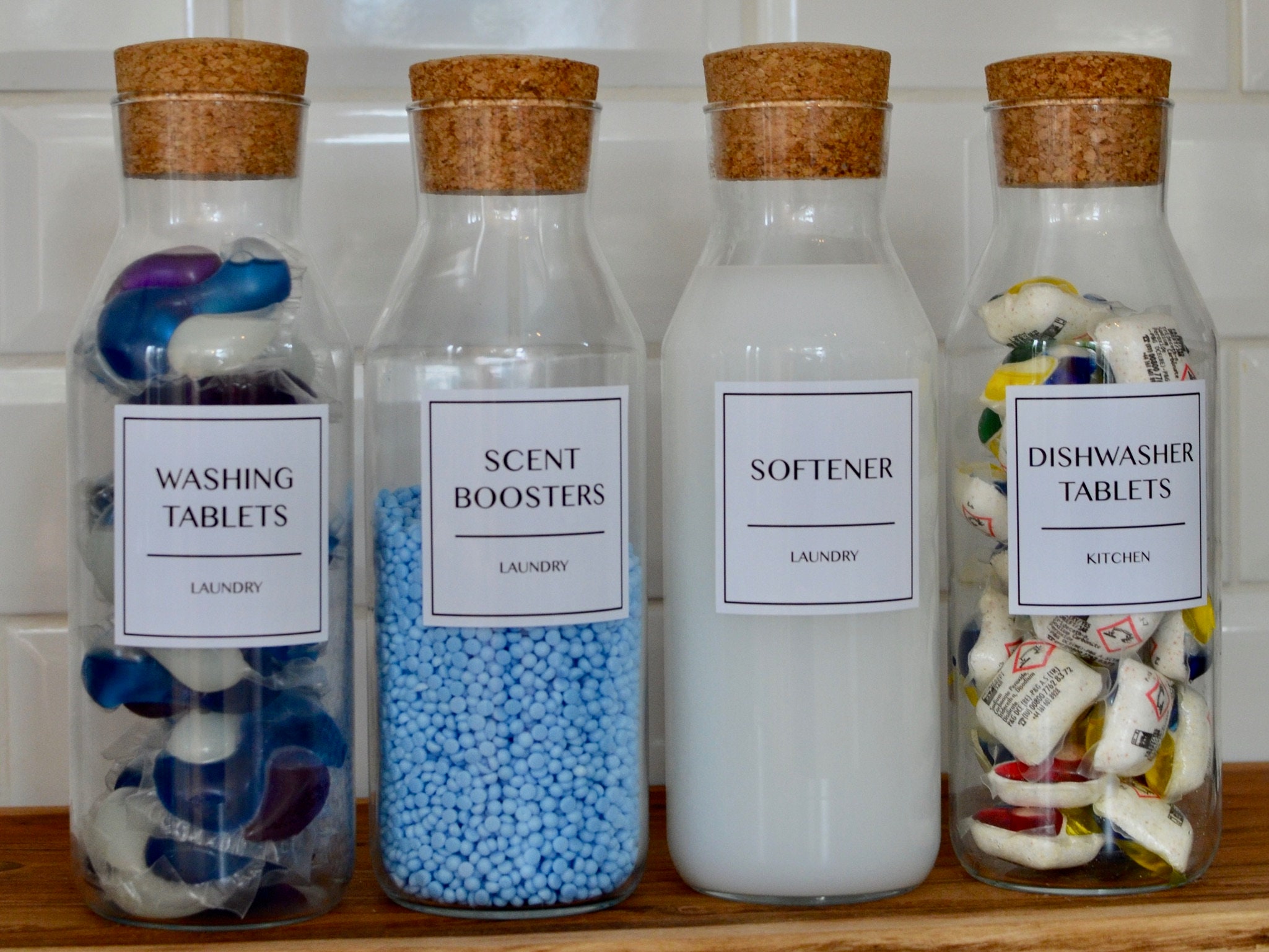 Set of 4 LAUNDRY JARS Glass Storage Laundry Room Decor With Etsy UK