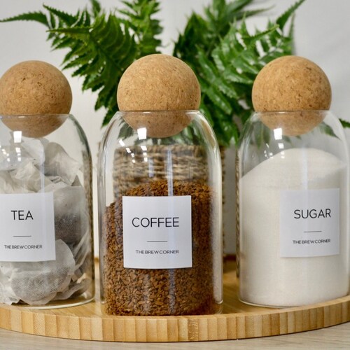 Set of 3 Tea Coffee Sugar Glass Storage Jar Canisters 800ml Etsy UK