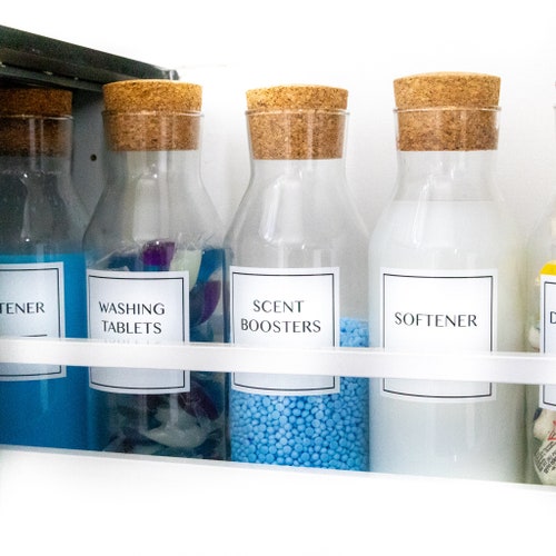 5 Piece LAUNDRY JARS Glass Storage Laundry Room Decor With Etsy