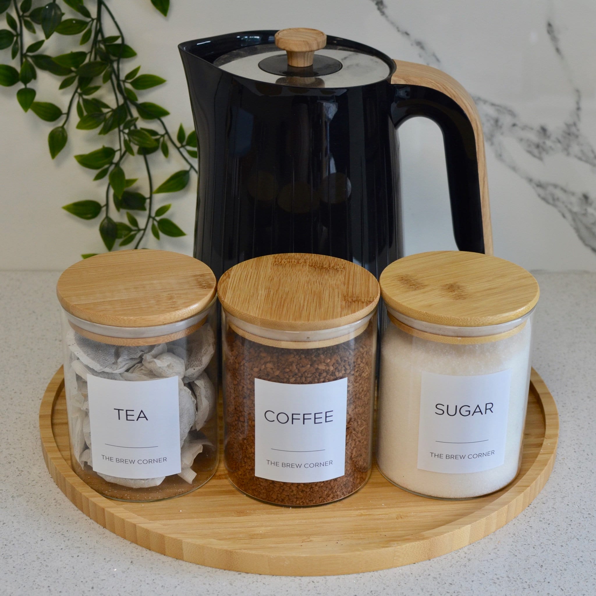 Set of 3 Tea Coffee Sugar Canisters Tea and Coffee Jars Glass Etsy UK