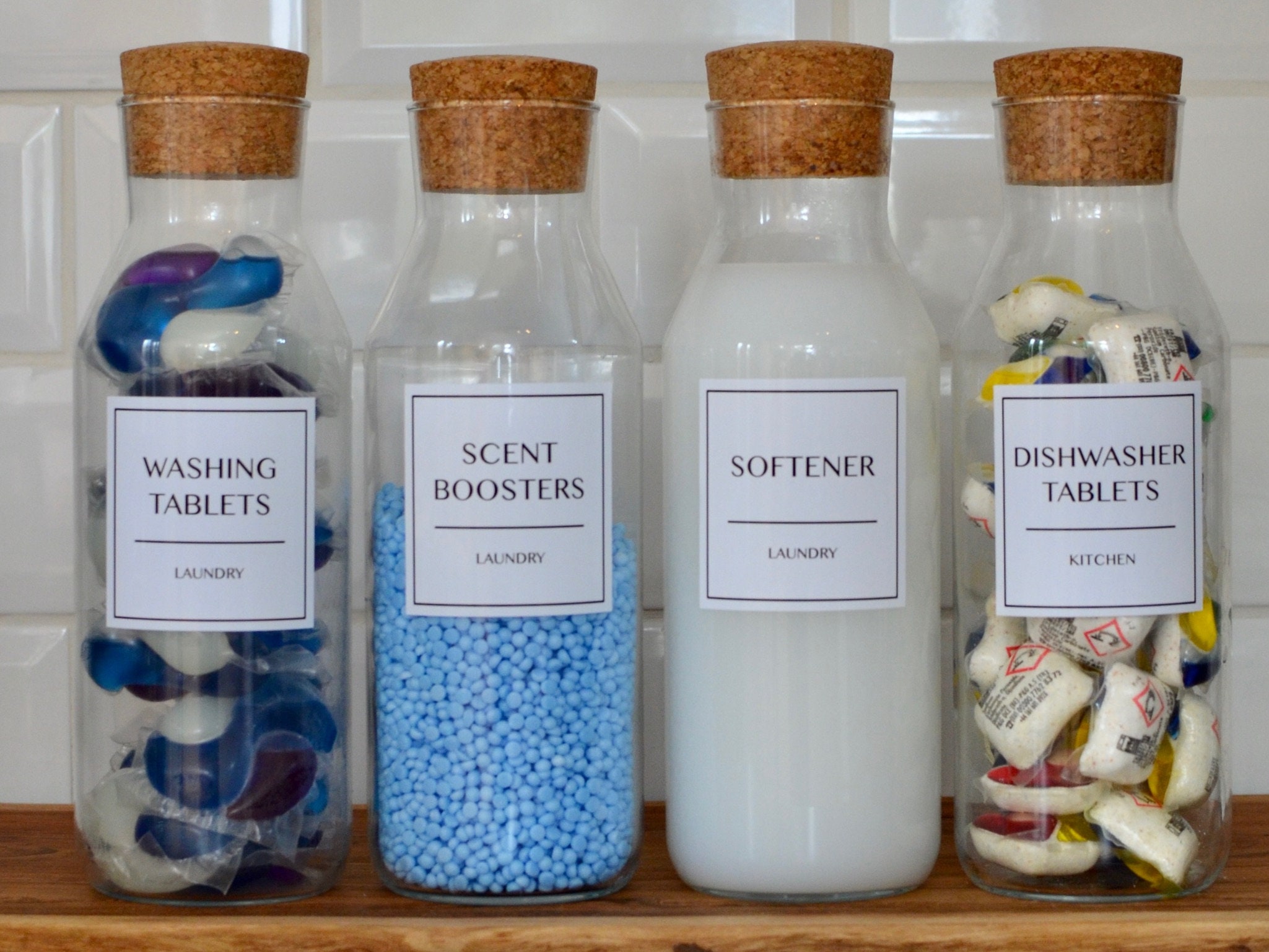 Set of 4 LAUNDRY JARS Glass Storage Laundry Room Decor With Etsy UK