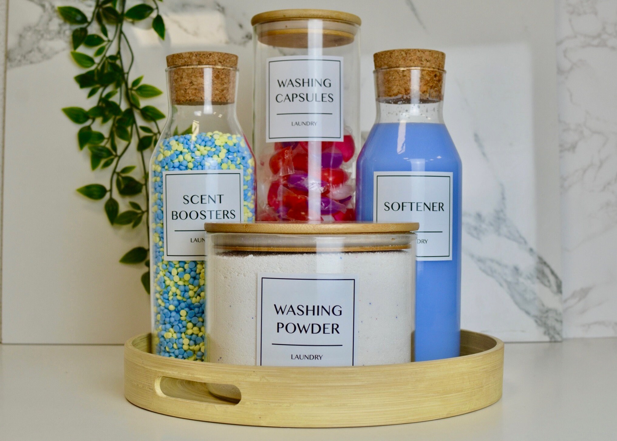 5 Piece LAUNDRY JARS Glass Storage Laundry Room Decor With Etsy UK