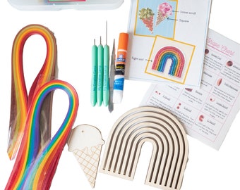 Hello Summer Home Decor Quilling Kit - DIY Beginner Paper Quilling Craft Kit for Kids and Adults - Instructions for 2 Projects