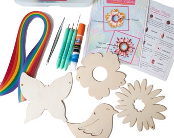 Enchanted Nature Home Decor Quilling Kit - Kit de bricolage pour débutants en papier pour enfants et adultes - Instructions pour 4 projets