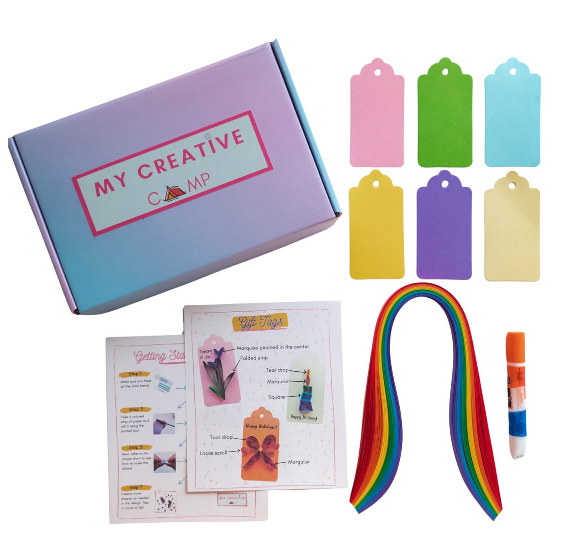 Gift Tag Quilling Kit DIY Beginner Paper Quilling Craft Kit for Kids