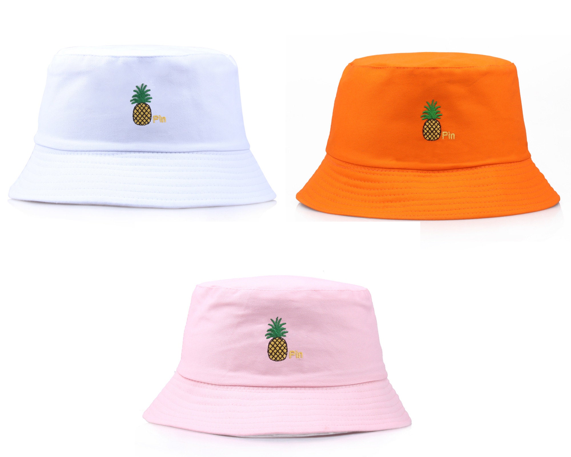 Pineapple Print Simple Foldable Bucket Hat Beach Sun Hat Etsy