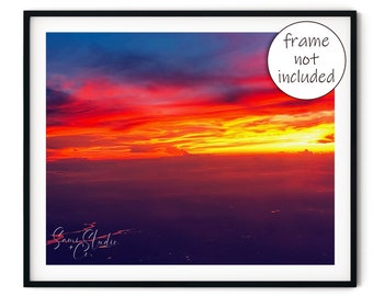 Sunset Photography Print, Printed Wall Art for Housewarming Gift, Landscape Image, Pictures for Office, Living Room Decor, Pink and Orange