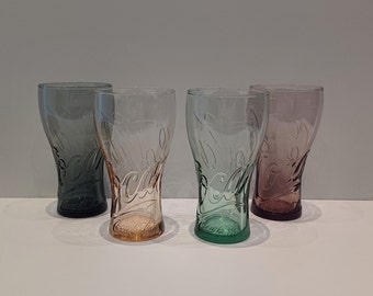 Coca-Cola, single glass, set of two or three glasses; embossed twice the brand name, collector's item