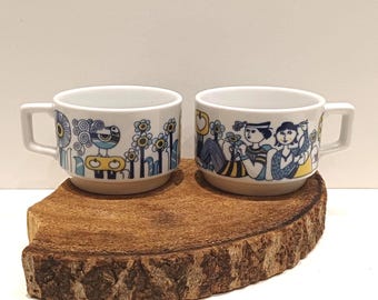Jef Schijns, Mosa - Holland, tea/cappuccino cup, 'Jeunesse' pattern, design Jef Schijns for Mosa Maastricht, folk style, price per cup, 60's