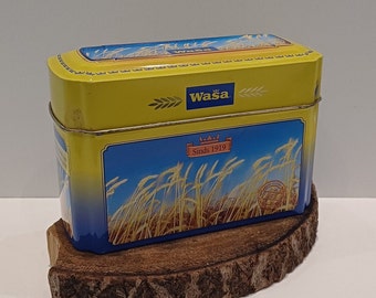 Wasa - Sweden, a vintage storage tin for Wasa crackers, with beautiful images of ripe grain, manufactured in the years 1985 - 1999