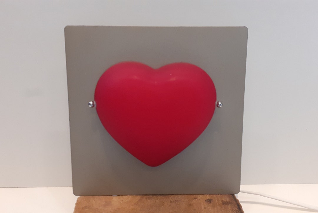 Ikea, Glasses, Very Rare 'heart' Wall Lamp, Type V9816, Red Glass Heart
