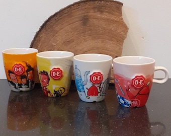 Douwe Egberts, Selwyn Senatori, one mug, set of two, three or complete! set of four nice coffee mugs, embossed with the Douwe Egberts brand