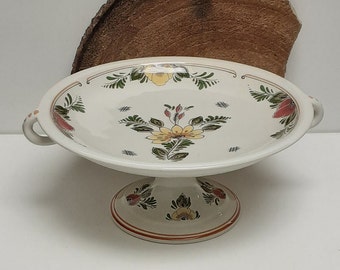 Regina - Holland, a beautiful Delft polychrome round bowl on a foot, made for the company Homeij, 1980s