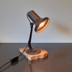 Vrieland Design - Holland, beautiful brown with black metal retro desk lamp, table lamp, porcelain socket, 60s - 70s, Dutch Design