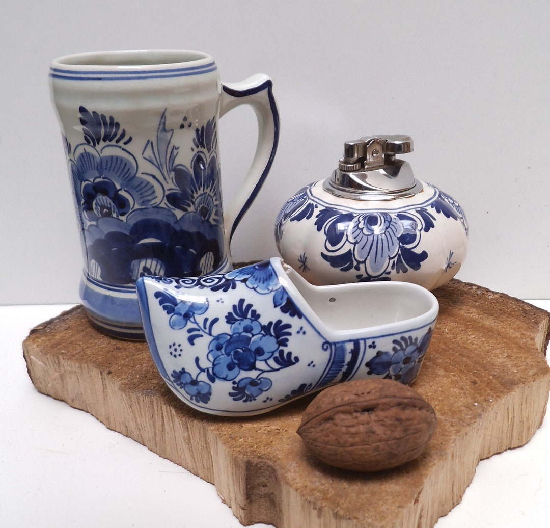 Delft Blue, We Love Holland!, Set of Three Hand-painted Items; Beer Mug ...