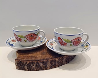 Wood&Sons - Alpine Meadow, set of two or three teacups with saucers, or separate saucer, made in England, before 2000