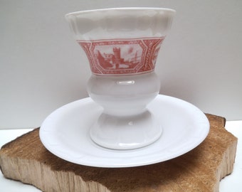 Rüdesheimer cup and saucer; single set, or a set of two cups and saucers, German porcelain, Rüdesheimer caffee, 70's