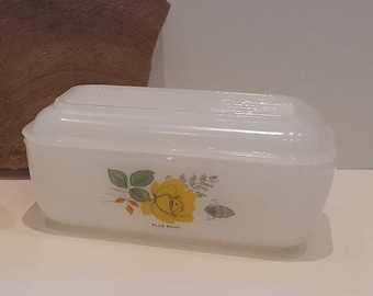 Blue Band, a nice butter dish, butter dish made of milk glass, two-sided image and mention &#39;Blueband&#39;, Arcopal - France, 70&#39;s