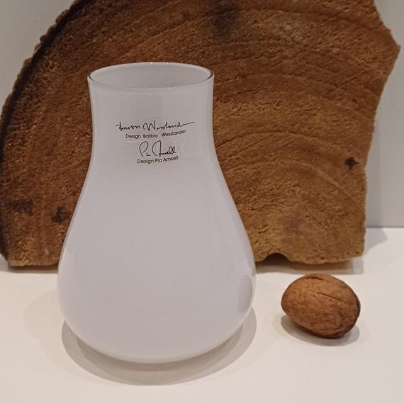 Ikea, a Small, Handmade, White Glass Design Vase, Designed by Barbro Westlander and Pia Amsell