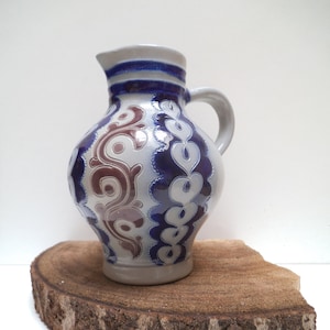 Vintage jug, jug of Westerwald Steengoed Germany, Germany, marked 481/13, 0.5 L, with beautiful cobalt blue salt glaze motifs