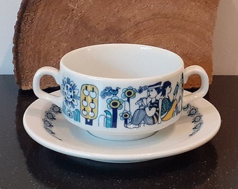 Jef Schijns, Mosa - Maastricht, Holland, soup bowl with plate, folk style, 1960