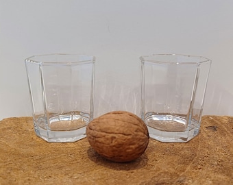 Luminarc, Octime Set aus zwei durchsichtigen Schnapsgläsern, Likörgläser, Luminarc Frankreich, 1980er Jahre