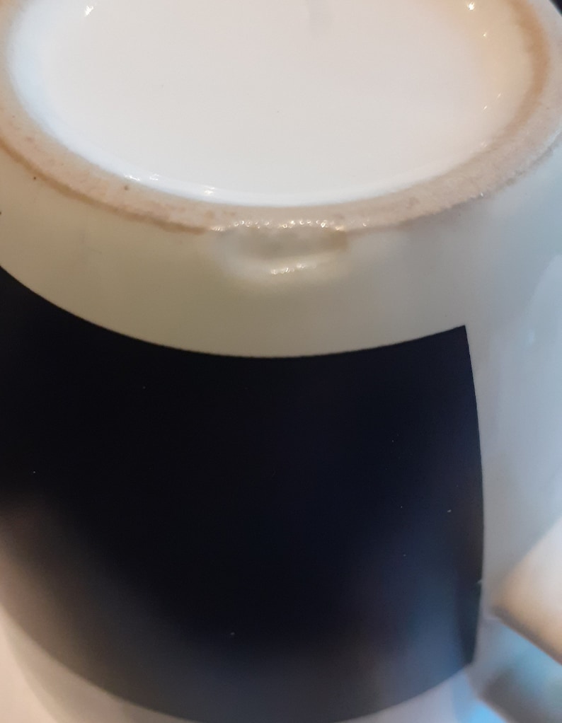 Douwe Egberts Holland, losse mok of set van twee of drie cappuccinomokken, zwart gedeelte geschikt voor krijtschrift, rood zegel DE afbeelding 6
