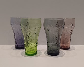 Luminarc - Frankrike för Coca-Cola, enkelt glas eller set med två eller tre färgade glas; två varumärken och bubblor i relief