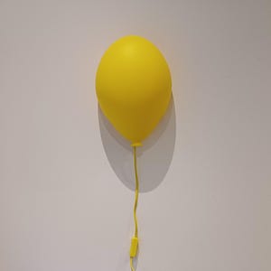 Ikea, Drömminge, yellow plastic balloon lamp, wall lamp, bedroom lamp, with a yellow cord and yellow switch, Pop Art, 1990s