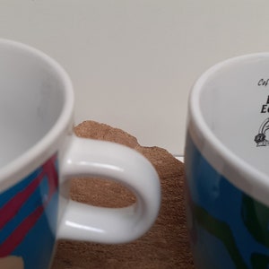 Douwe Egberts, set of two colored large coffee or cappuccino mugs, with the Douwe Egberts mark on the inside image 6