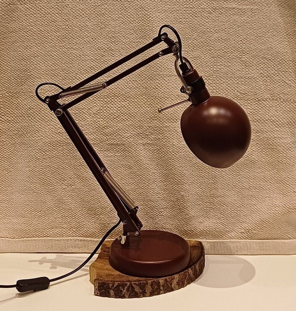 Ikea, FORSÅ, lampada da scrivania industriale castagna rosso