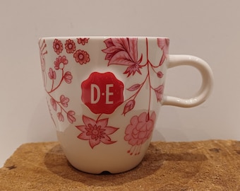 Douwe Egberts - Holland, Hylper Heritage, een grote koffie- cappuccino mok, decor van roze bloemen, Hindeloopen - Friesland