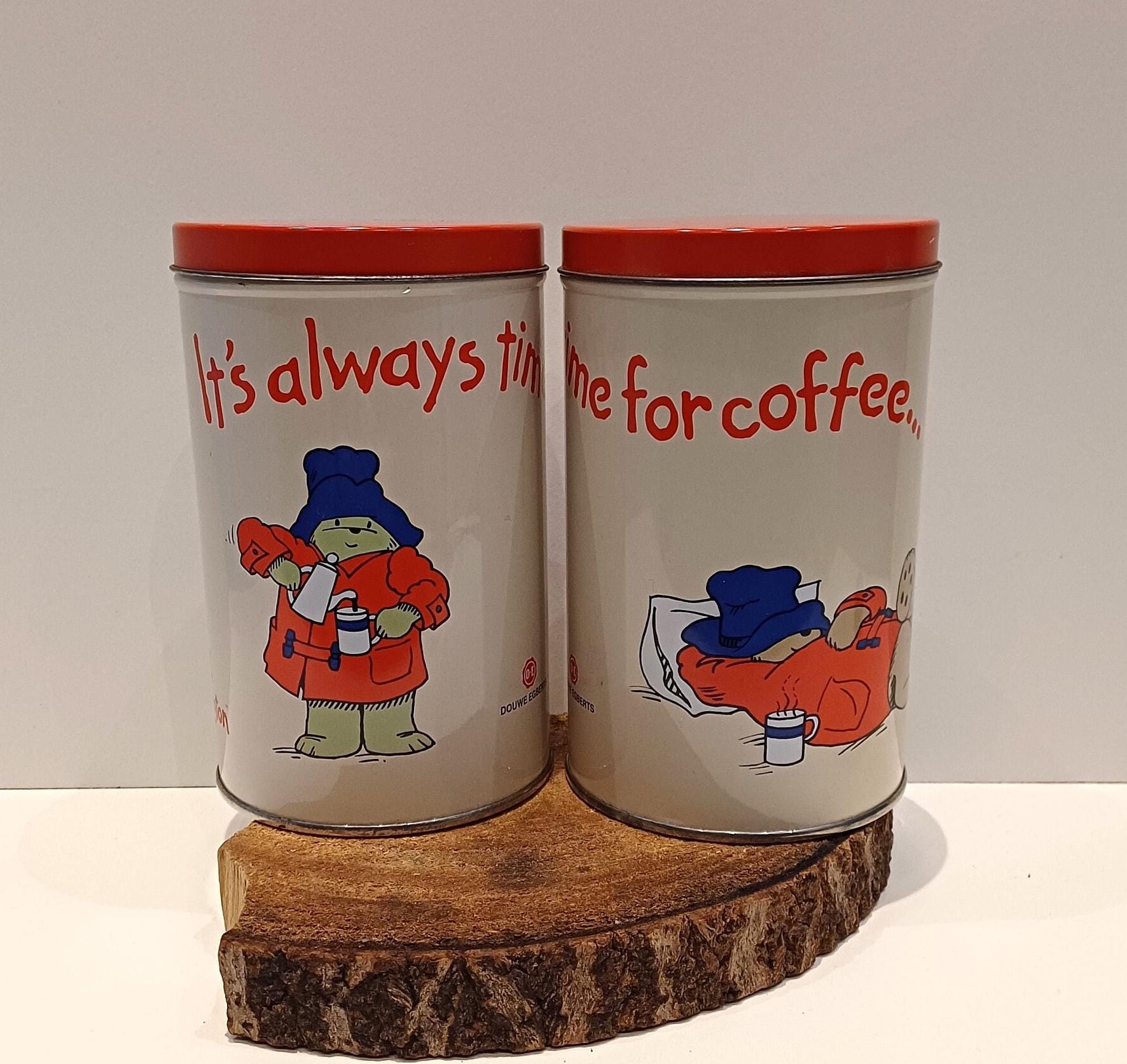 Paddington Beer, Douwe Egberts - Netherlands, storage tin for coffee, 'Always time for coffee...', tin with lid, 1995