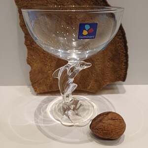 Cristal d&#39;Arques - Durand Luminarc-France, new condition!, one coupe or set of two crystal &#39;Dolphin&#39; champagne sherbets, coupes, 80&#39;s