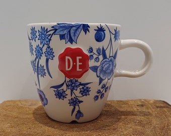 Douwe Egberts - Holland, Hylper Heritage, een fraaie koffiemok, cappuccino -, decor van blauwe bloemen, Hindeloopen - Friesland