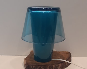 Ikea, lampe de table en verre bleu foncé Gavik Mushroom, lampe de bureau, lampe de chambre, design Helena Svensson, années 90