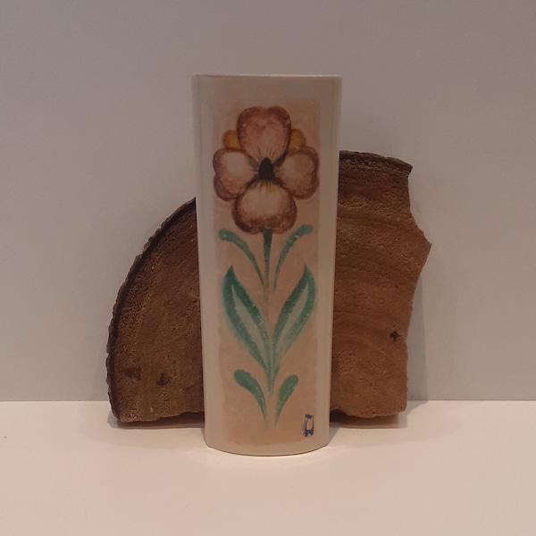 Il Coccio-Italy, vintage radiator tray, humidifier, water vaporizer, image of a single brown-orange flower, without hanging hook, 1970s