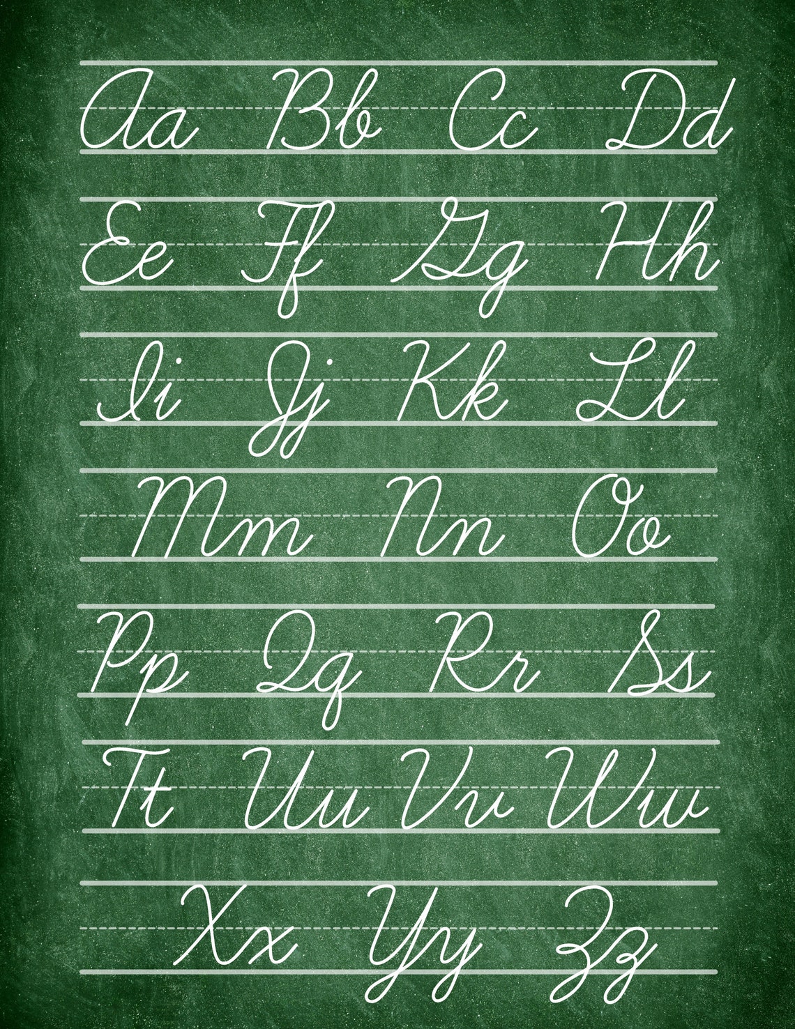 Cursive Alphabet Poster Etsy