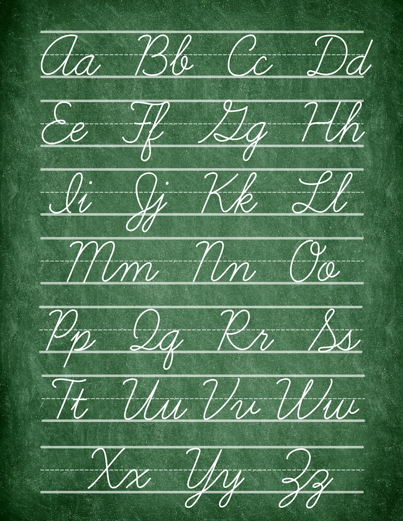 Cursive Alphabet Poster - Etsy