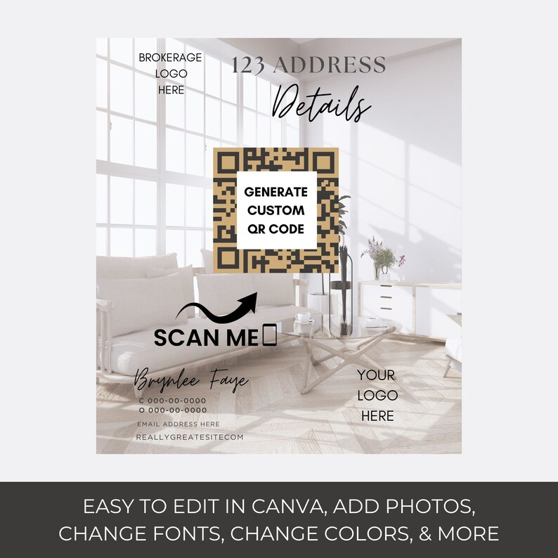 Real Estate QR Code Listing Flyer, Open House QR Code, Real Estate