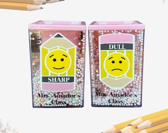 Sharp & Dull Pencil Holder Set, Personalized Sharp and Dull Pencil Holders, Classroom Pencil Holders