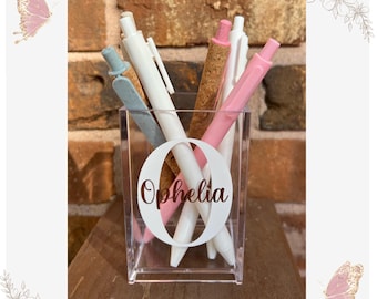 Monogram Pen Holder, Personalized Monogram Pencil Holder, Rose Gold
