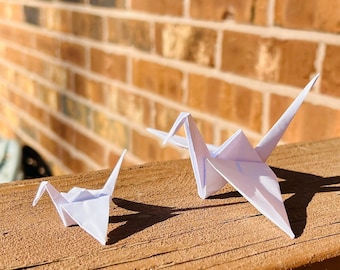 Handmade White Origami Paper Cranes, Set of 10, 25 or 50, Good Luck Gifts