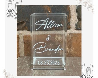 Personalized Wedding Pen Holder, Mr. & Mrs. Keepsake, Acrylic Guestbook Pen Holder