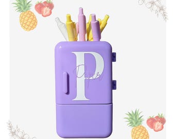 Personalized Mini Fridge Pen Holder, Desk Organizer, Monogrammed Pencil Holder